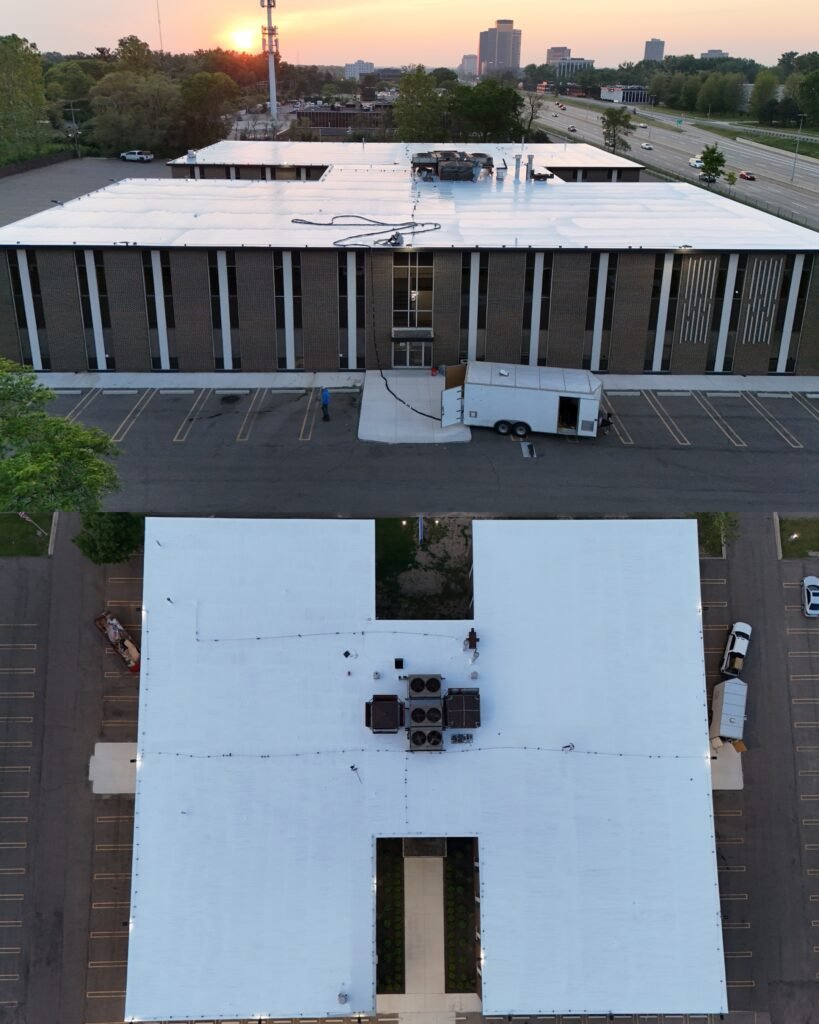 Polyurea roofing application Detroit Michigan