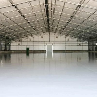 Completed aircraft hangar flooring polyurea